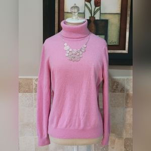 Land's End Pink Cashmere Turtleneck Sweater